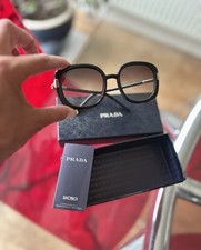 Authentic Prada Sunglasses Black Gold Square Grey Gradient 53mm  SPR04W 1AB-0A7