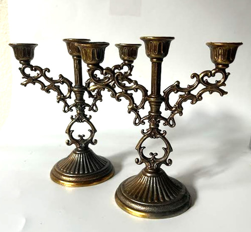 Pair vintage ornate arm - pair, 3-arm