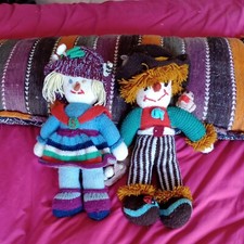  HANDKNITTED SCARECROWS x 2. 
