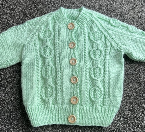 Hand knitted aran mint - hand,