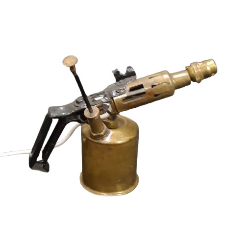 Vintage brass blowtorch lamp - vintage,