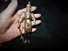 VINTAGE BRASS COPPER FIGURE BEARDED GENT MUSKETEER + HELMET GRIFFIN ? UNIFORM