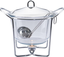 4 Quart Soup Warmer | Soup Tureen for Parties Buffet, Stainless Steel Soup Chafe