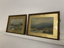 Pair VTG / Antique Rubens Southey Lithograph Landscape Prints, Mounted & Framed