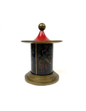 Rare Art Deco antique Enamel Pagode Cigarette Dispenser Holder Japan 1940
