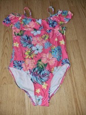 Gorgeous pink floral MISS E-VIE swimming bathing costume suit age 11 12 Years