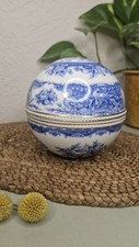Blue & White Past Times Spherical Ceramic Trinket Box Large