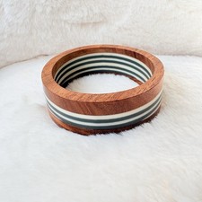 Wooden Chunky Cuff Bangle Bracelet Retro Style Lagenlook Quirky Arty Jewellery