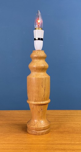 Vintage turned wood table lamp - turned,