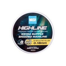 Nash Highline Floating Braid UV Yellow Carp Fishing Line - All Lengths & Breakin