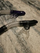 Two Gul Snorkels With Mask Clips Black And Purple For Snorkelling