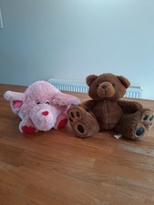 Love Elephant: Pink Elephant From Sainsbury's & Brown Teddy Conforms to EN71