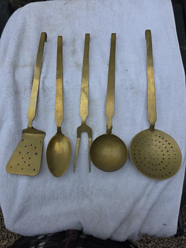 Vintage brass cooking utensils - vintage,