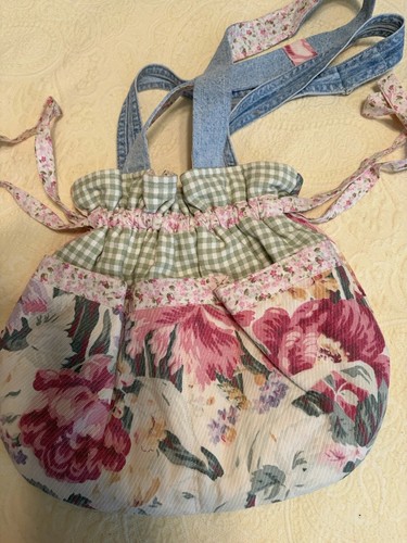 Handmade jean barkcloth roses - handmade,