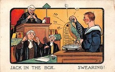 POSTCARD COMIC SAILOR THEME JACK IN THE BOX  SWEARING  -   FS