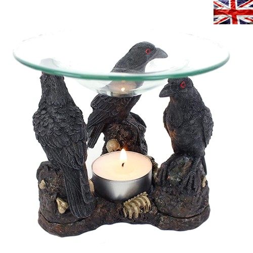 Gothic dark raven skull - dark, wax