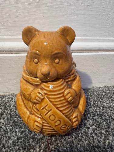 Vintage ceramic bear honey pot - vintage,