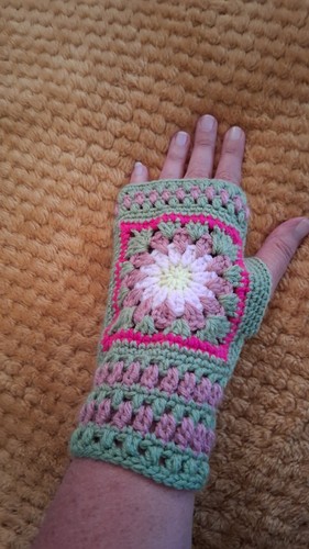 Hand made crochet mittens with - made,