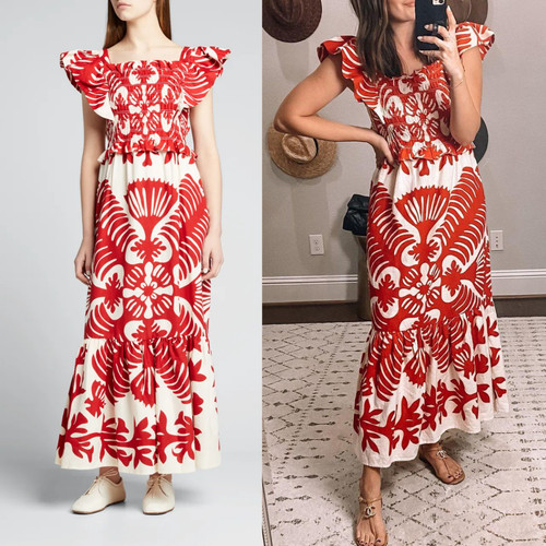 Sea maxi dress red - ny, white