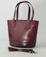 0X BLOOD RED / BURGUNDY LEATHER TOP HANDLE TOTE / GRAB BAG WITH CROSSBODY STRAP