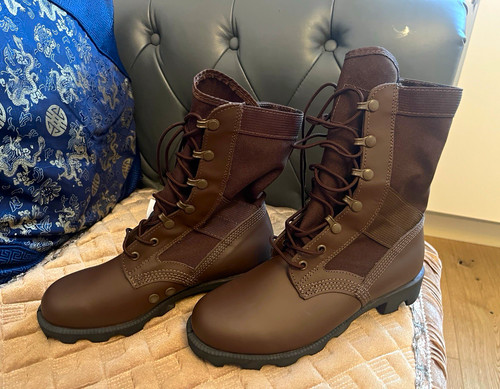 Brown military combat boots - brown,