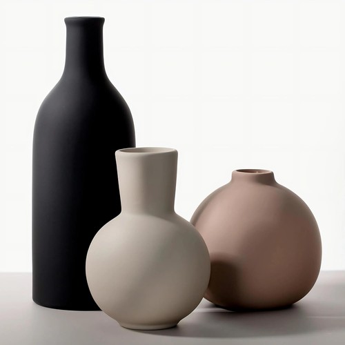 Multicolor ceramic vase set - ceramic,