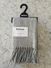 Barbour 100% Lambswool Scarf Grey 25 x 180cm Pure Wool Brand New 