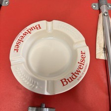 Vintage Budweiser King of Beers Ashtray Haeger Made in USA White Ceramic 5 1/4".