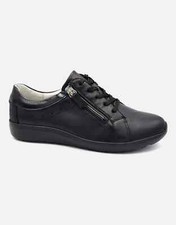 Waldlaufer IRA Ladies WIDE K FIT Soft Black Leather Lace Up Orthotic Style Shoes