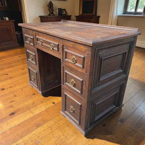 Antique oak pedestal desk - antique,