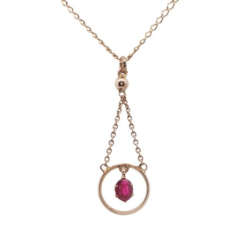 Vintage 9ct rose gold ruby - rose,