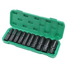 10pc 1/2" Drive Deep Impact Socket Set 6pt Metric 10-24mm Heavy Duty Garage Tool