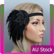 1920s Headband Black Feather