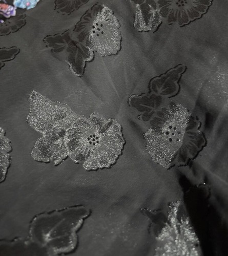 Black floral embosed chiffon - black,