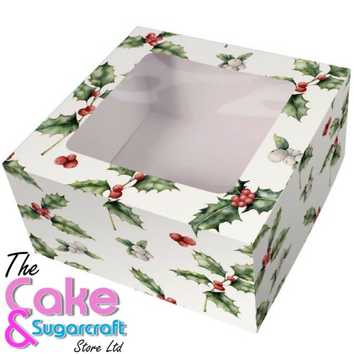 Christmas cake box boxes holly - christmas,