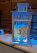 White Metal Lantern sunflower