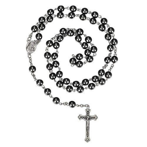 Black rosary beads catholic - black,
