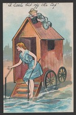 Humour "Little Bit Off The Top" Postcard Bathing Beauty Belle Man