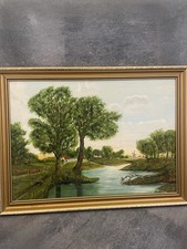 Vintage River Oil Painting