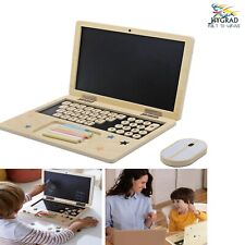 Kids Wooden Laptop with Magnetic Board Computer Pretend Roll Play Learning Toy