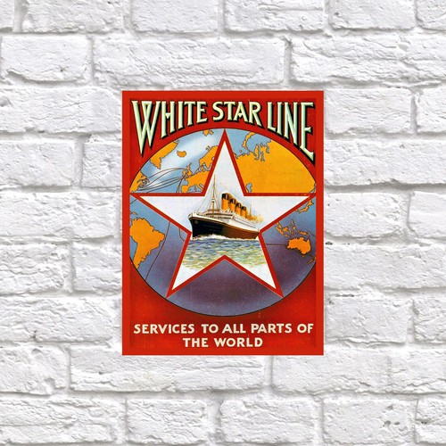 White star line retro tin - white,