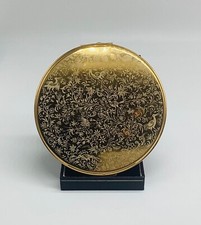 Vintage Powder Compact Le Rage Gold Tone Bird of Paradise 1950 Make up