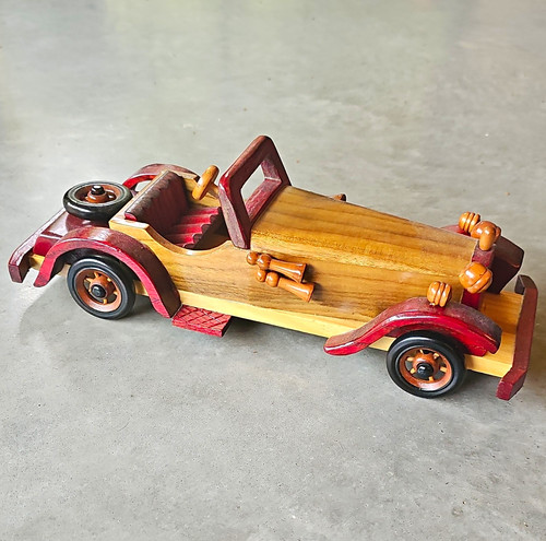 Wooden vintage classic toy car - wooden,