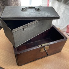 Antique Vintage Tea Caddy Converted With Metal Box Inside With Key