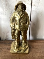 Vintage Heavy Brass Fisherman