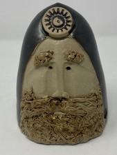 Waldron Studios Pottery Viking Head Folk Art Money Bank Vintage