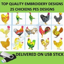 Chickens 25 PES designs on USB