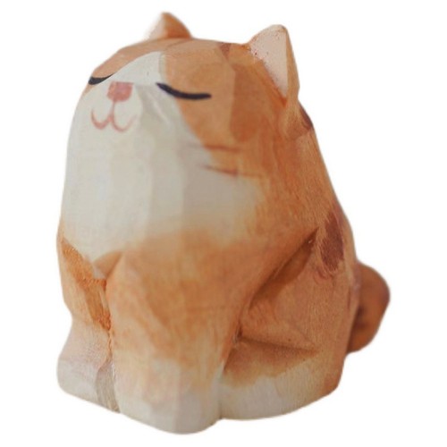 Wooden cat sculpture ornament - wooden,