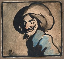 Herbert Johnson Harvey (1884-1928) Watercolour Painting 1911 Bearded Gentleman