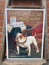Fry's Chocolate advertising sign. A NOS sign A Great Advertising Reproduction!